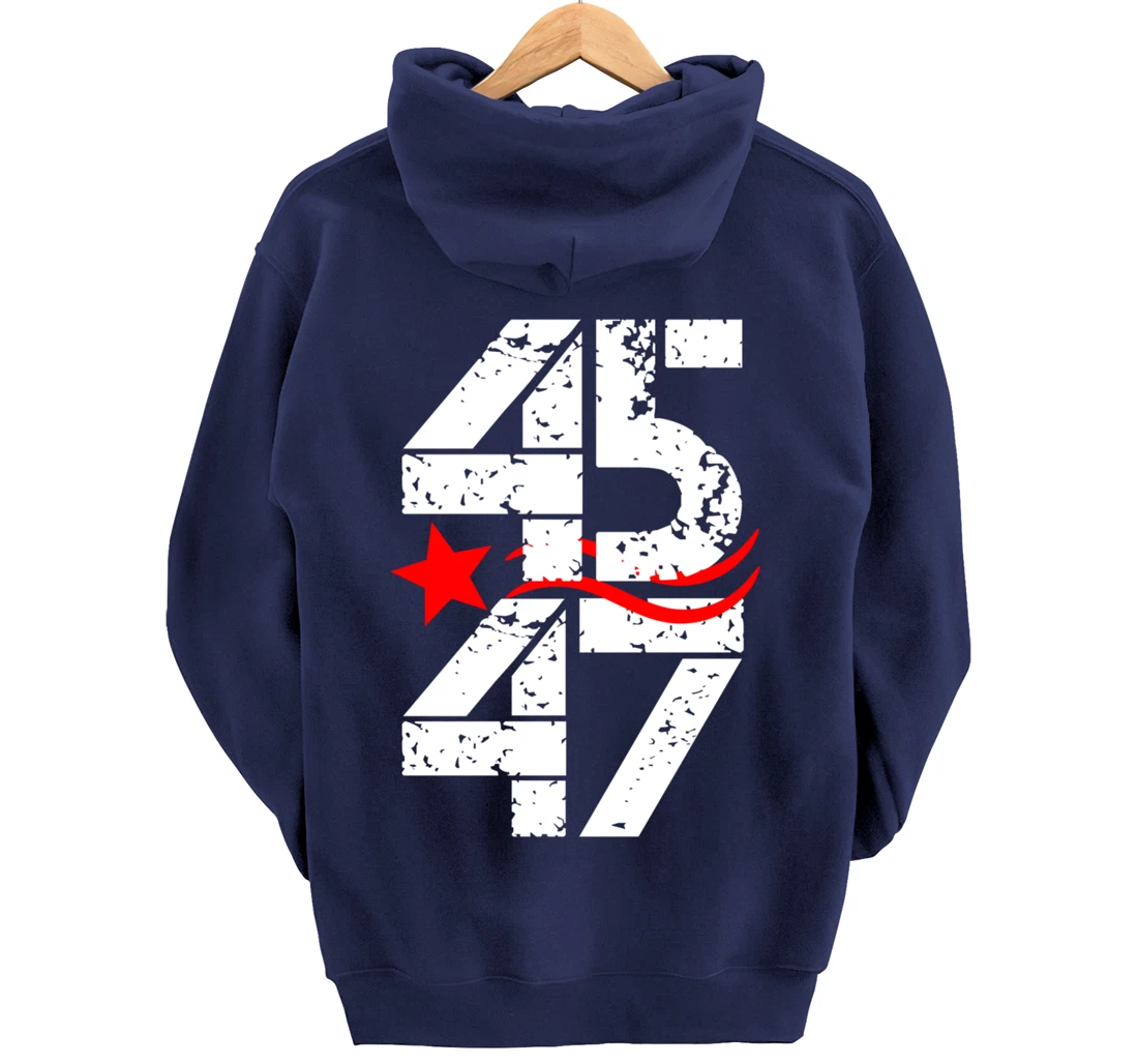 45 47 Vote Trump 2024 Red Star Pullover Hoodie