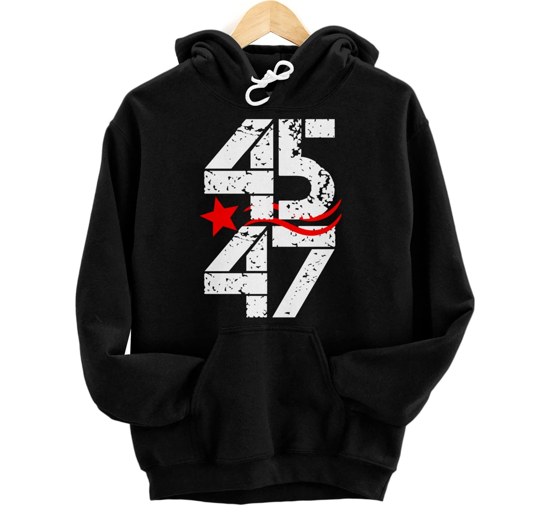 45 47 Vote Trump 2024 Red Star Pullover Hoodie