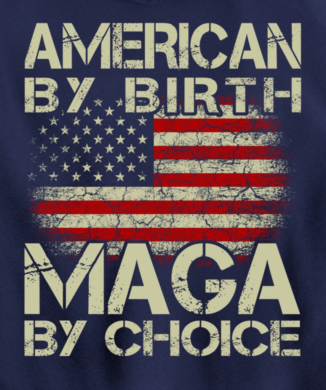 American By Birth MAGA By Choice Pro Trump 2024 US Flag Pullover Hoodie