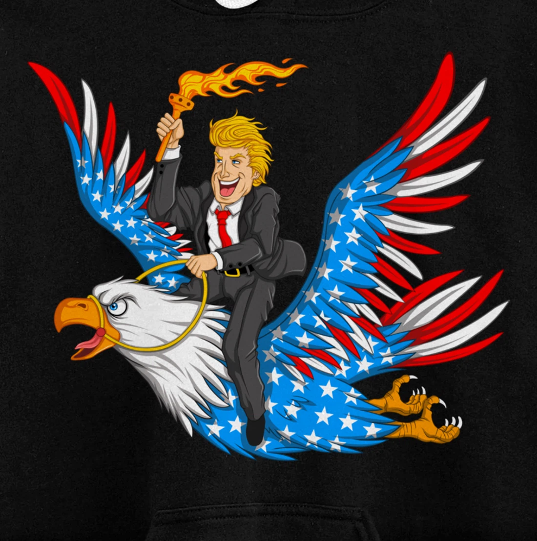 Trump On USA Eagle Cute US 4th Of July Funny American Gift Pullover Hoodie