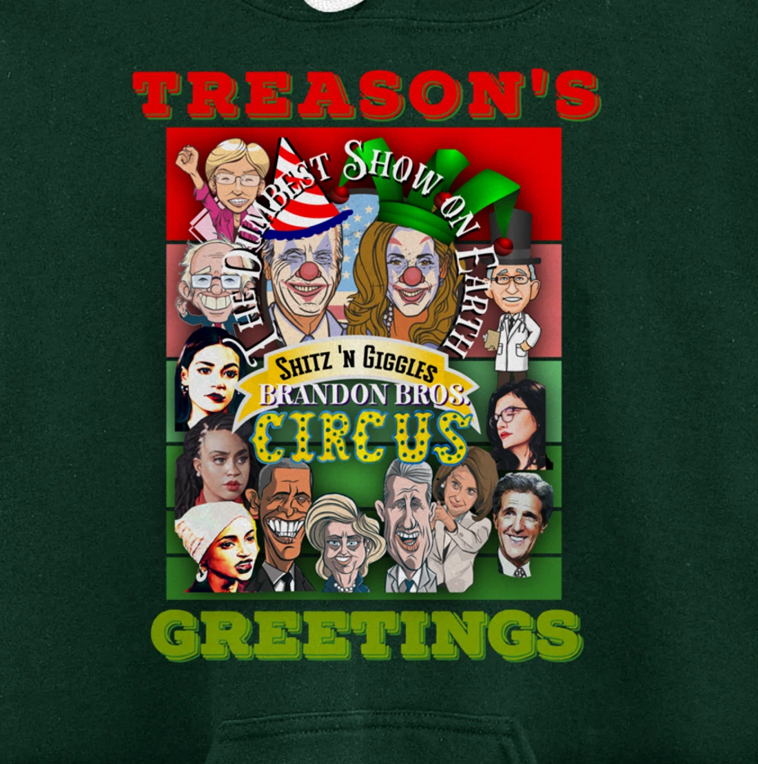 Swamp Xmas Wreath Biden Squad Trump Ugly Christmas Sweater Pullover Hoodie