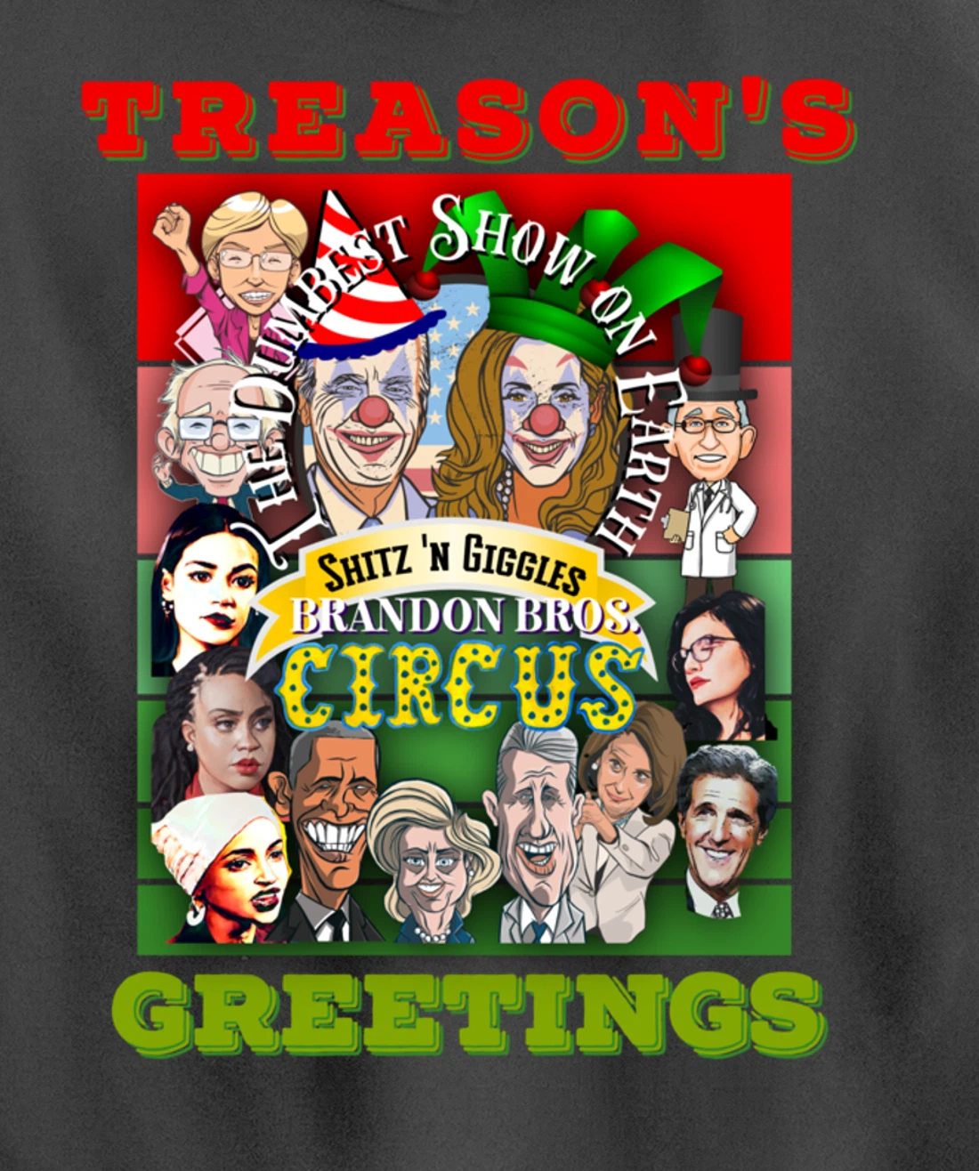 Swamp Xmas Wreath Biden Squad Trump Ugly Christmas Sweater Pullover Hoodie