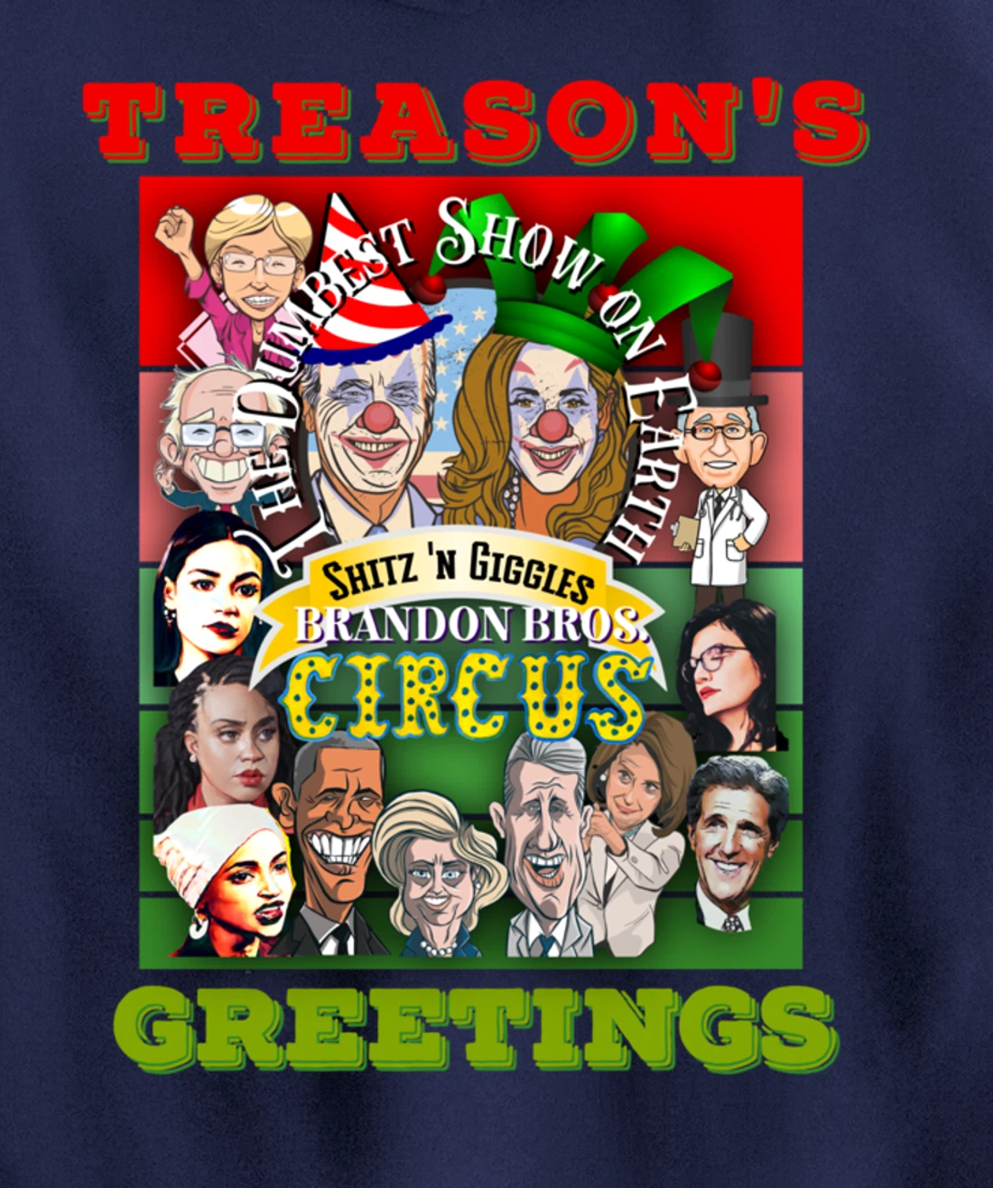 Swamp Xmas Wreath Biden Squad Trump Ugly Christmas Sweater Pullover Hoodie