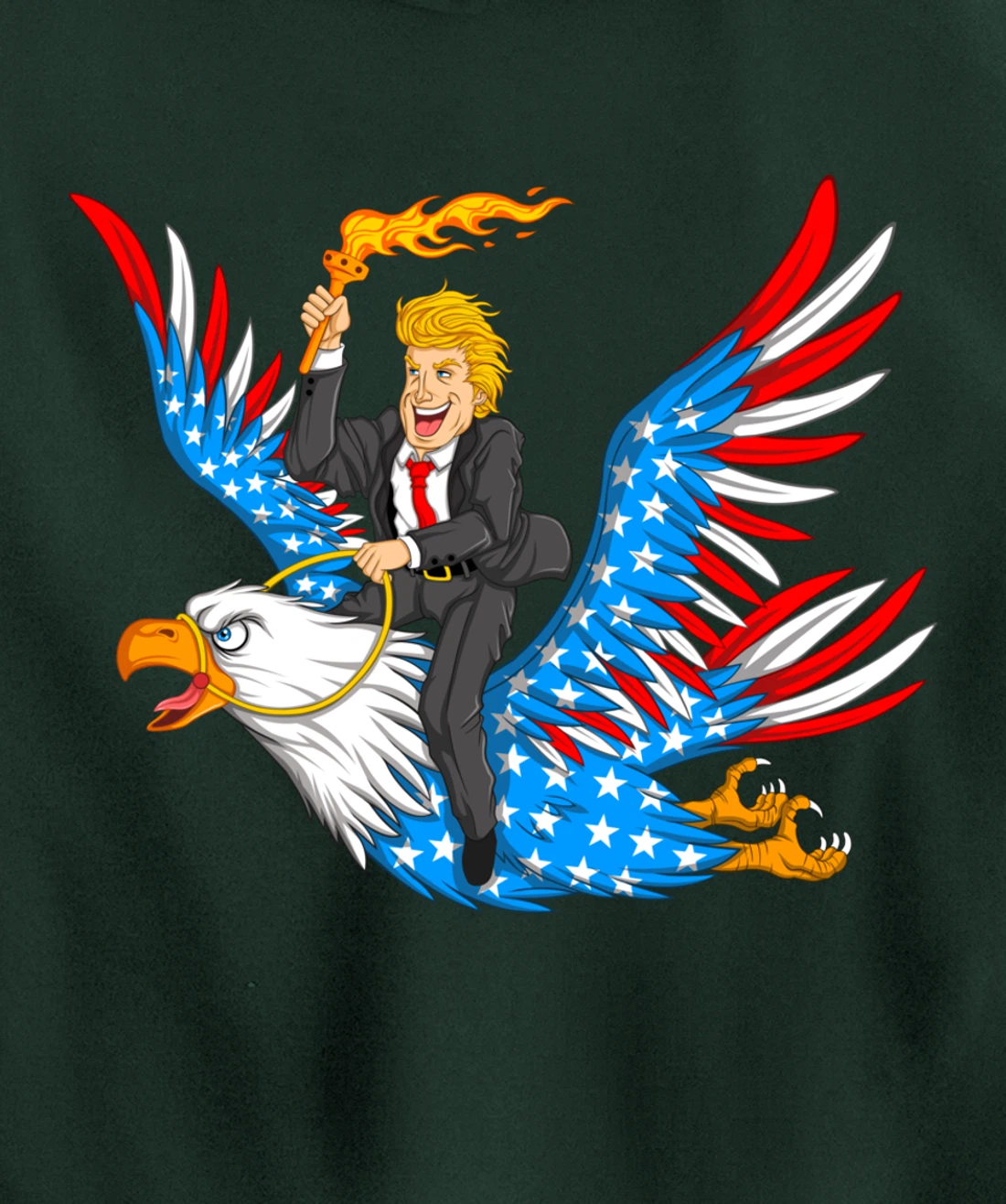 Trump On USA Eagle Cute US 4th Of July Funny American Gift Pullover Hoodie