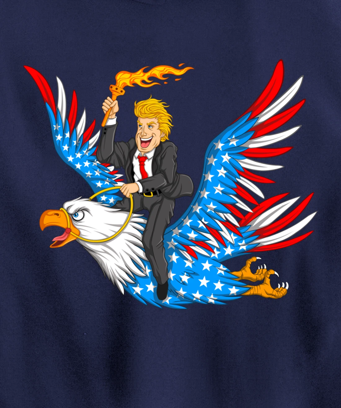 Trump On USA Eagle Cute US 4th Of July Funny American Gift Pullover Hoodie