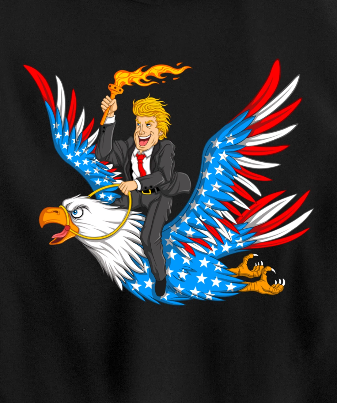 Trump On USA Eagle Cute US 4th Of July Funny American Gift Pullover Hoodie