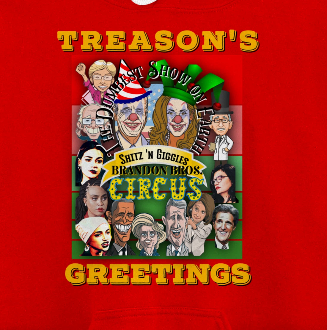 Swamp Xmas Wreath Biden Squad Trump Ugly Christmas Sweater Pullover Hoodie