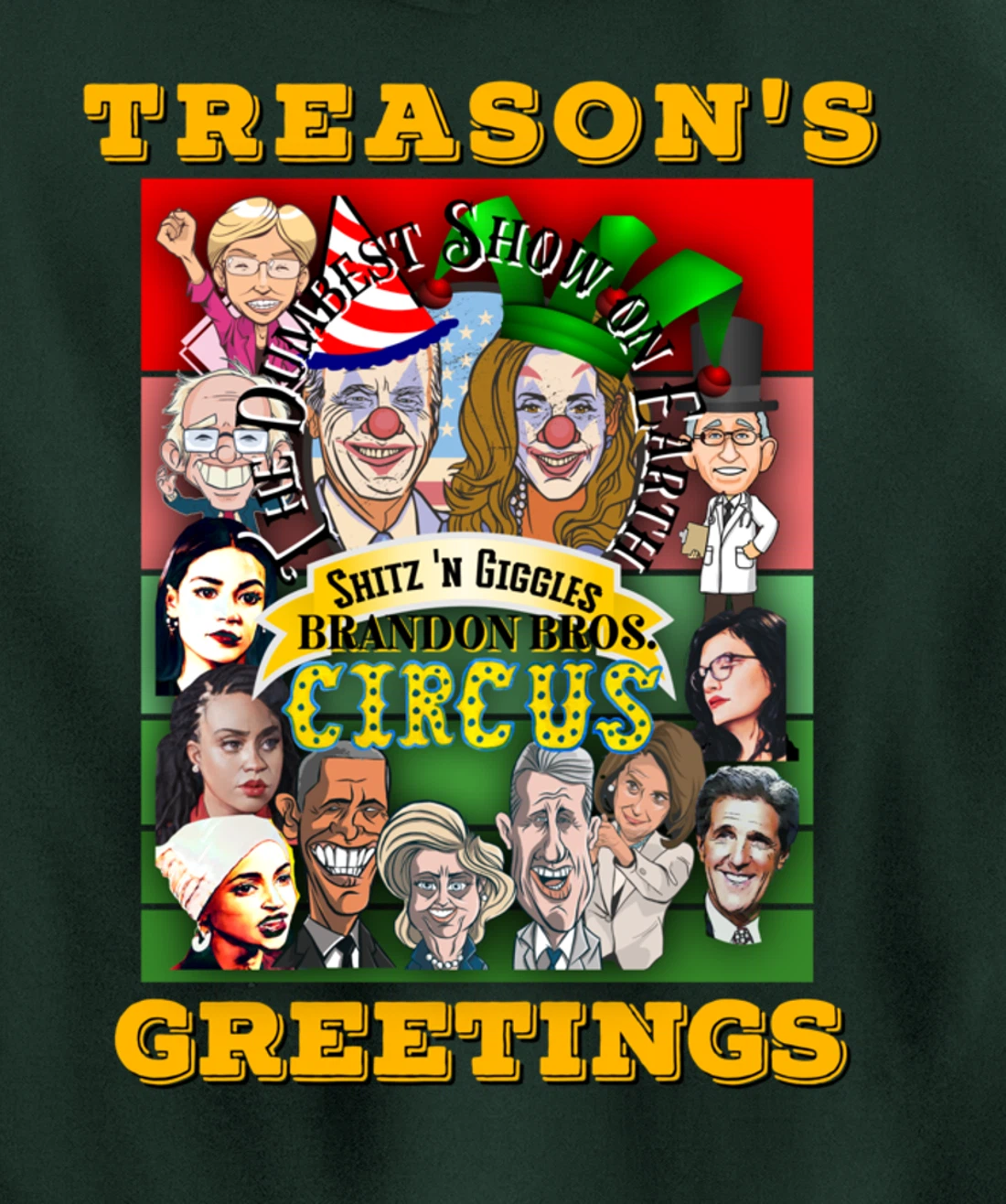 Swamp Xmas Wreath Biden Squad Trump Ugly Christmas Sweater Pullover Hoodie