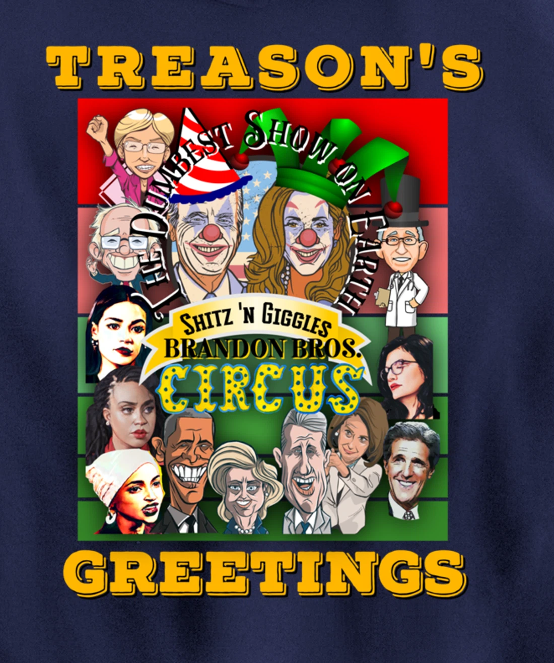 Swamp Xmas Wreath Biden Squad Trump Ugly Christmas Sweater Pullover Hoodie