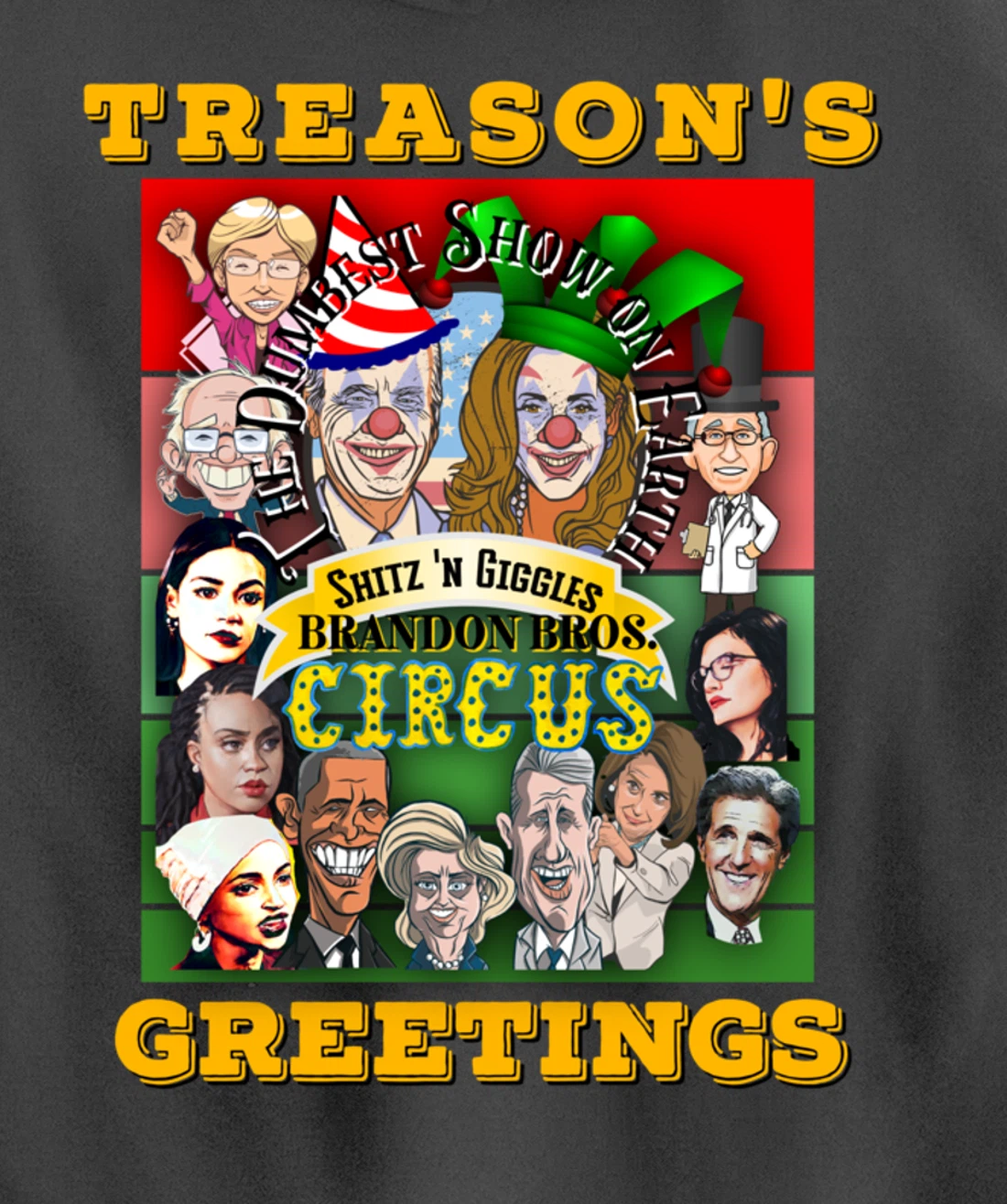 Swamp Xmas Wreath Biden Squad Trump Ugly Christmas Sweater Pullover Hoodie