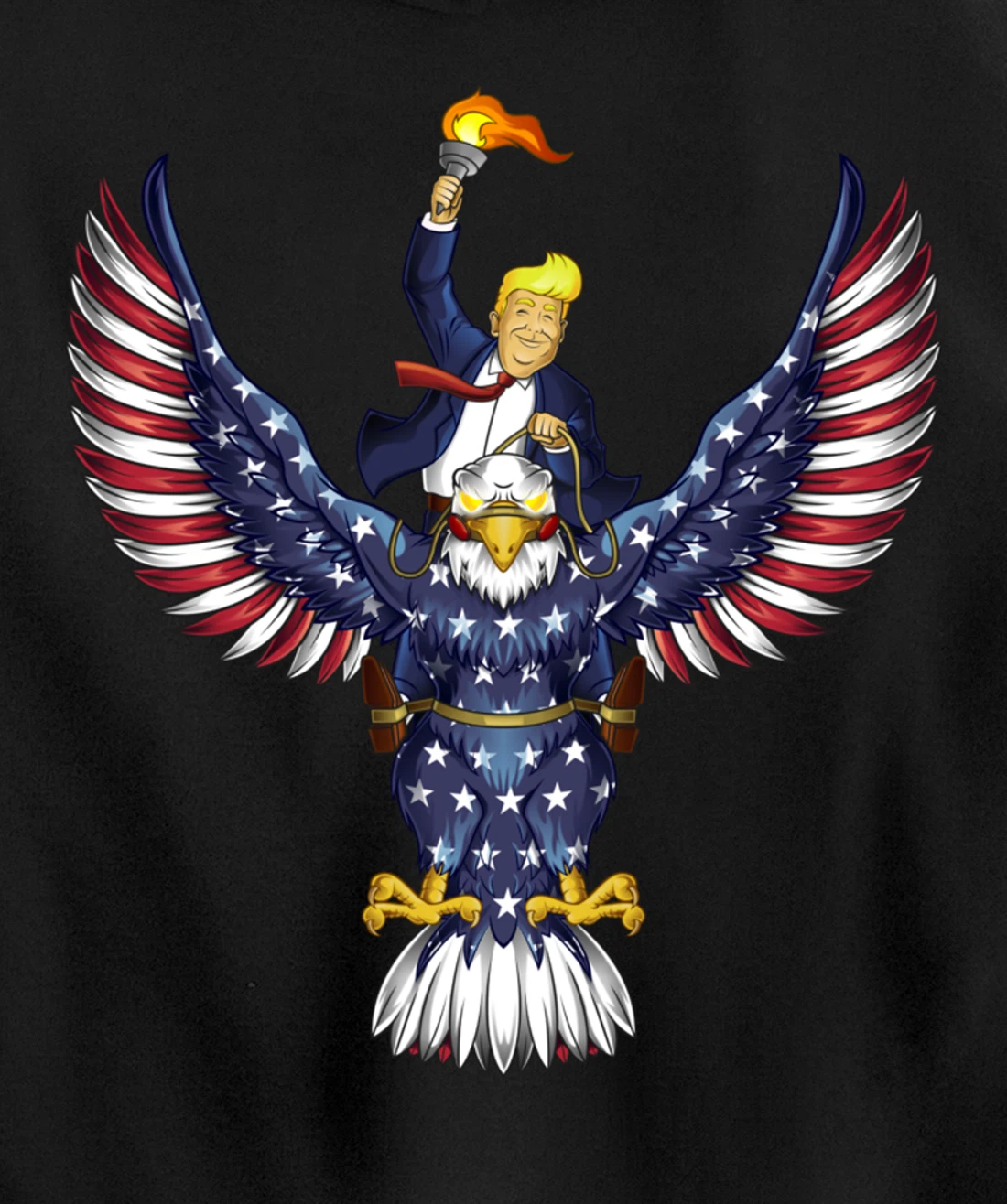 Trump On USA Eagle Cute US 4th Of July Funny American Gift Pullover Hoodie