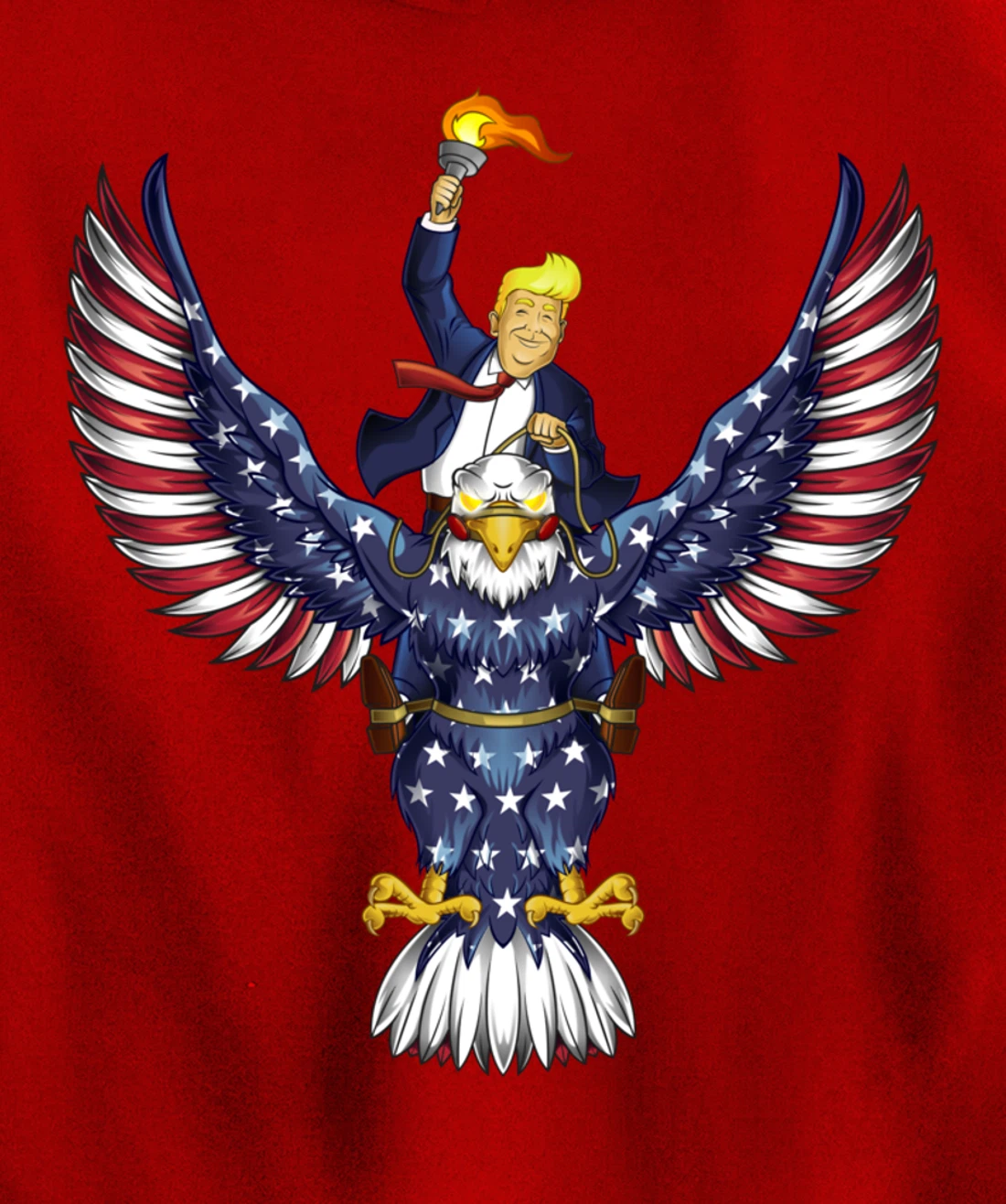 Trump On USA Eagle Cute US 4th Of July Funny American Gift Pullover Hoodie