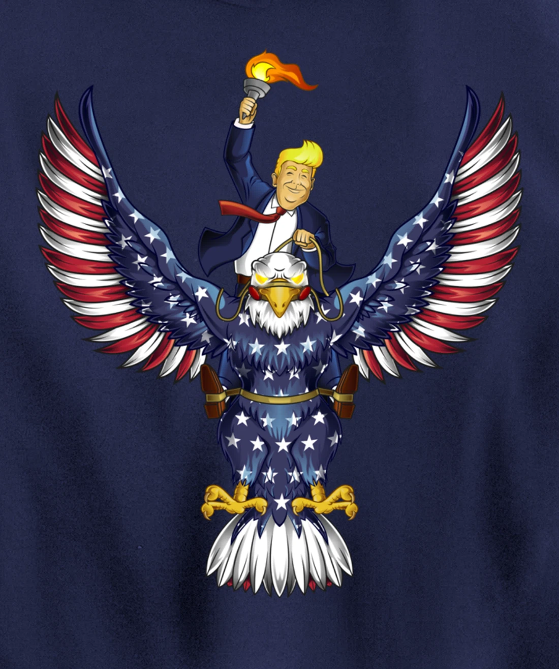 Trump On USA Eagle Cute US 4th Of July Funny American Gift Pullover Hoodie