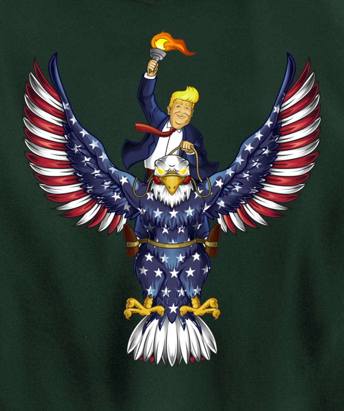 Trump On USA Eagle Cute US 4th Of July Funny American Gift Pullover Hoodie