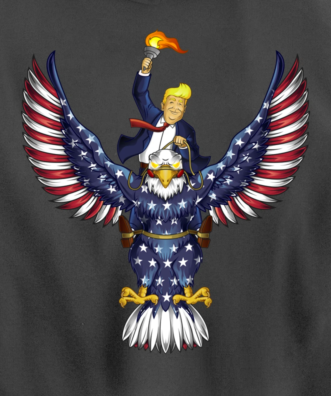 Trump On USA Eagle Cute US 4th Of July Funny American Gift Pullover Hoodie
