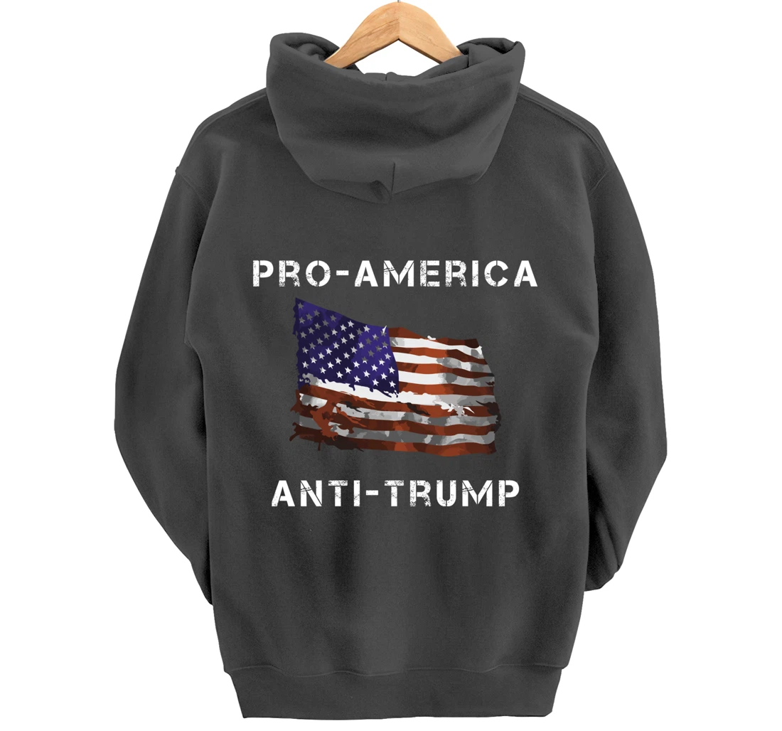 Pro-America Anti-Trump American USA Flag Pullover Hoodie