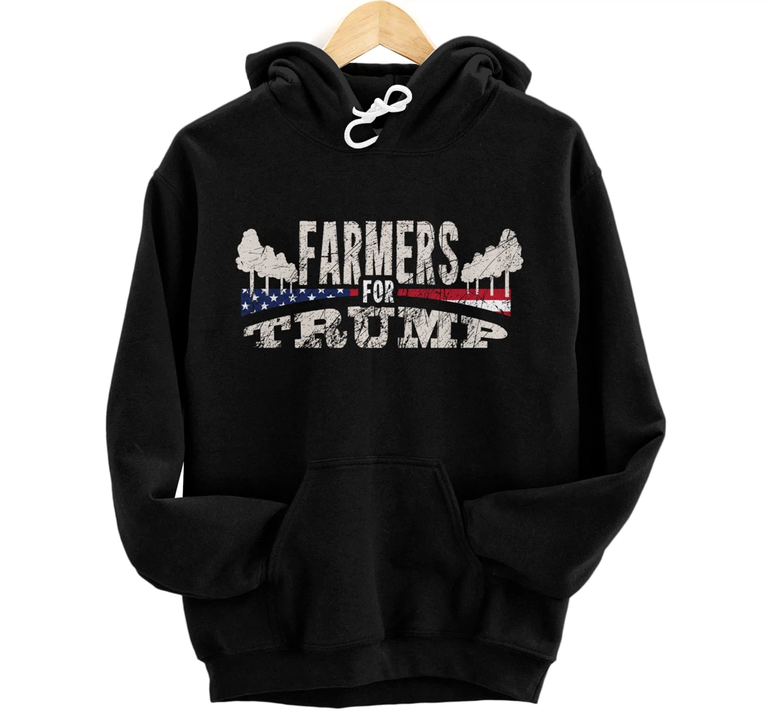 Pride USA Flag Reelection Donald Trump Farming & Farmer Pullover Hoodie