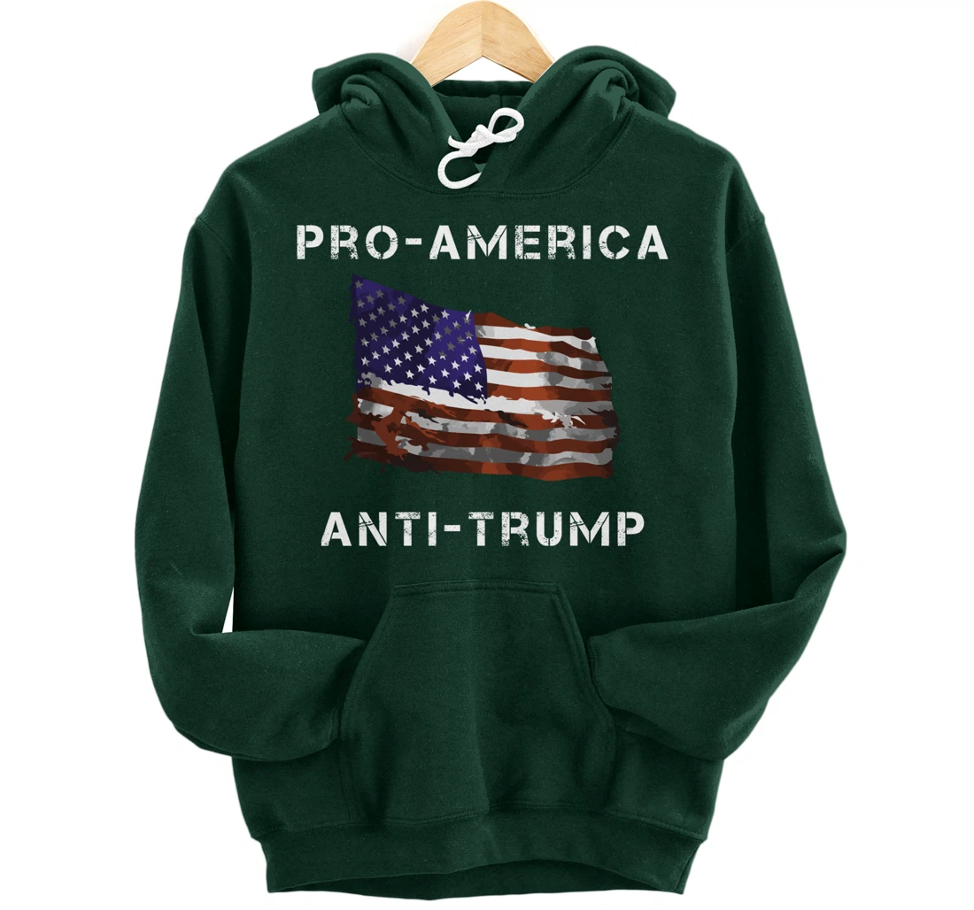 Pro-America Anti-Trump American USA Flag Pullover Hoodie