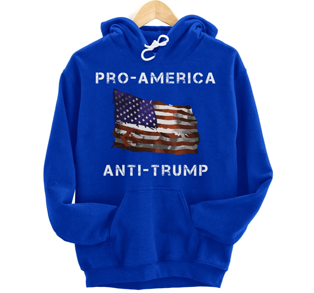 Pro-America Anti-Trump American USA Flag Pullover Hoodie