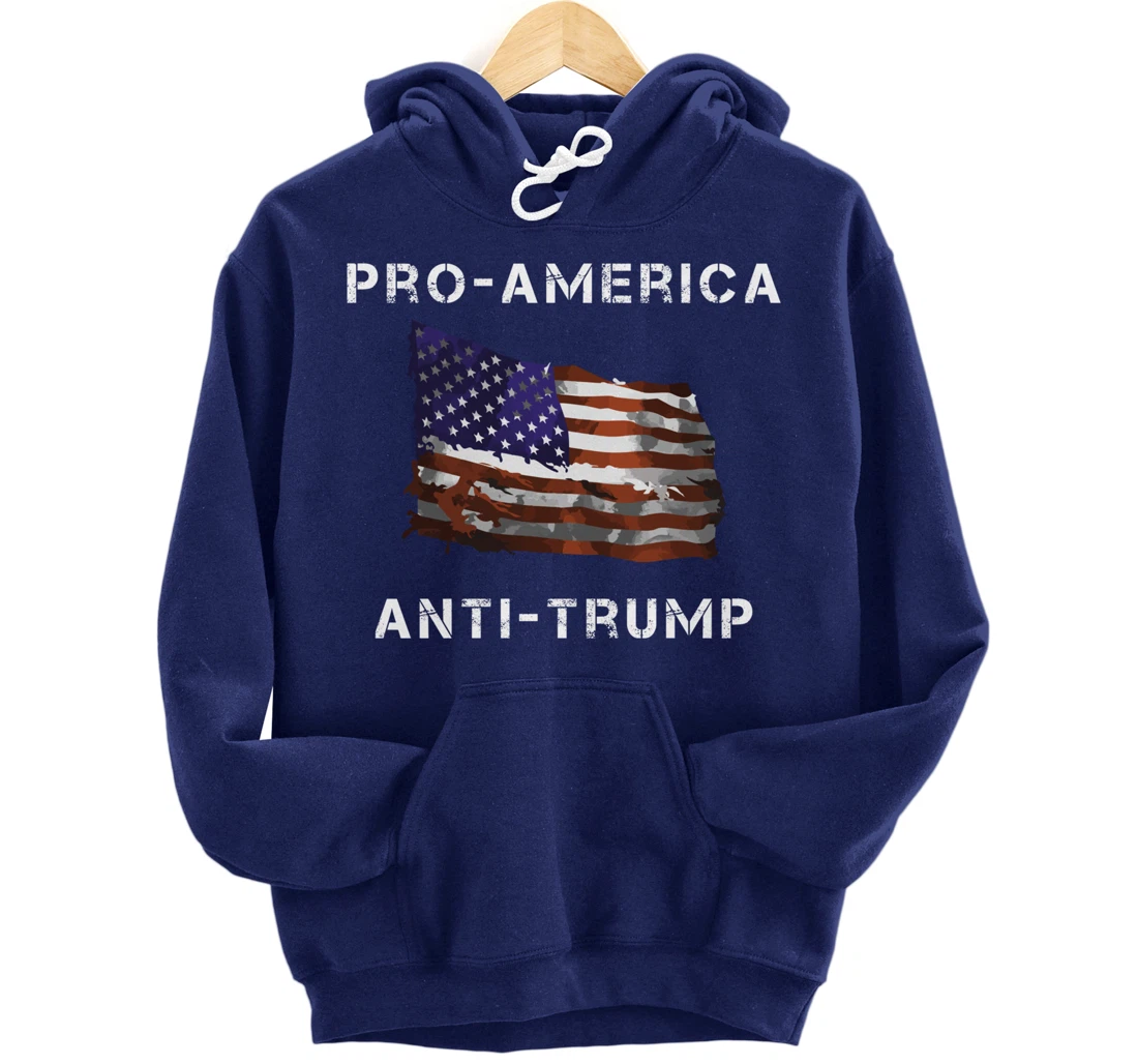 Pro-America Anti-Trump American USA Flag Pullover Hoodie