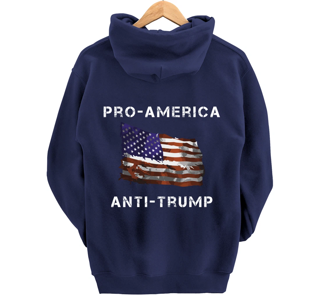 Pro-America Anti-Trump American USA Flag Pullover Hoodie
