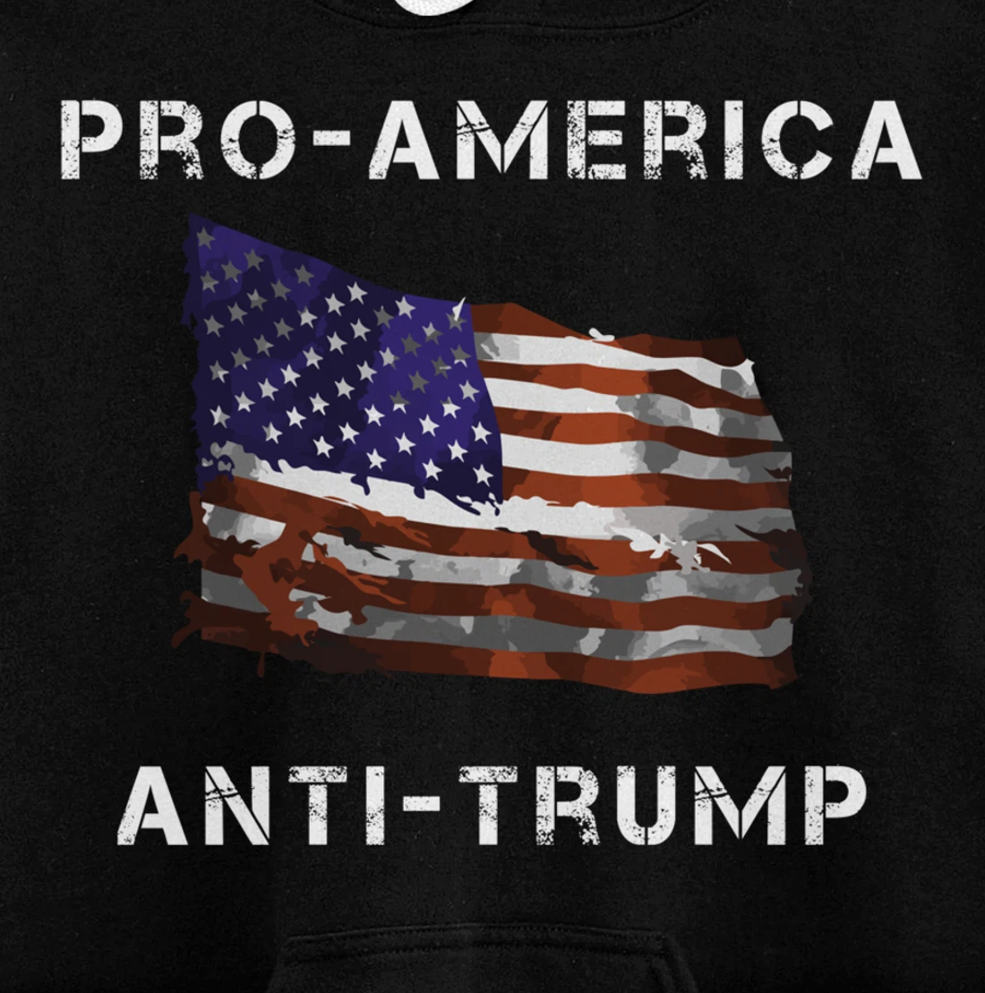 Pro-America Anti-Trump American USA Flag Pullover Hoodie