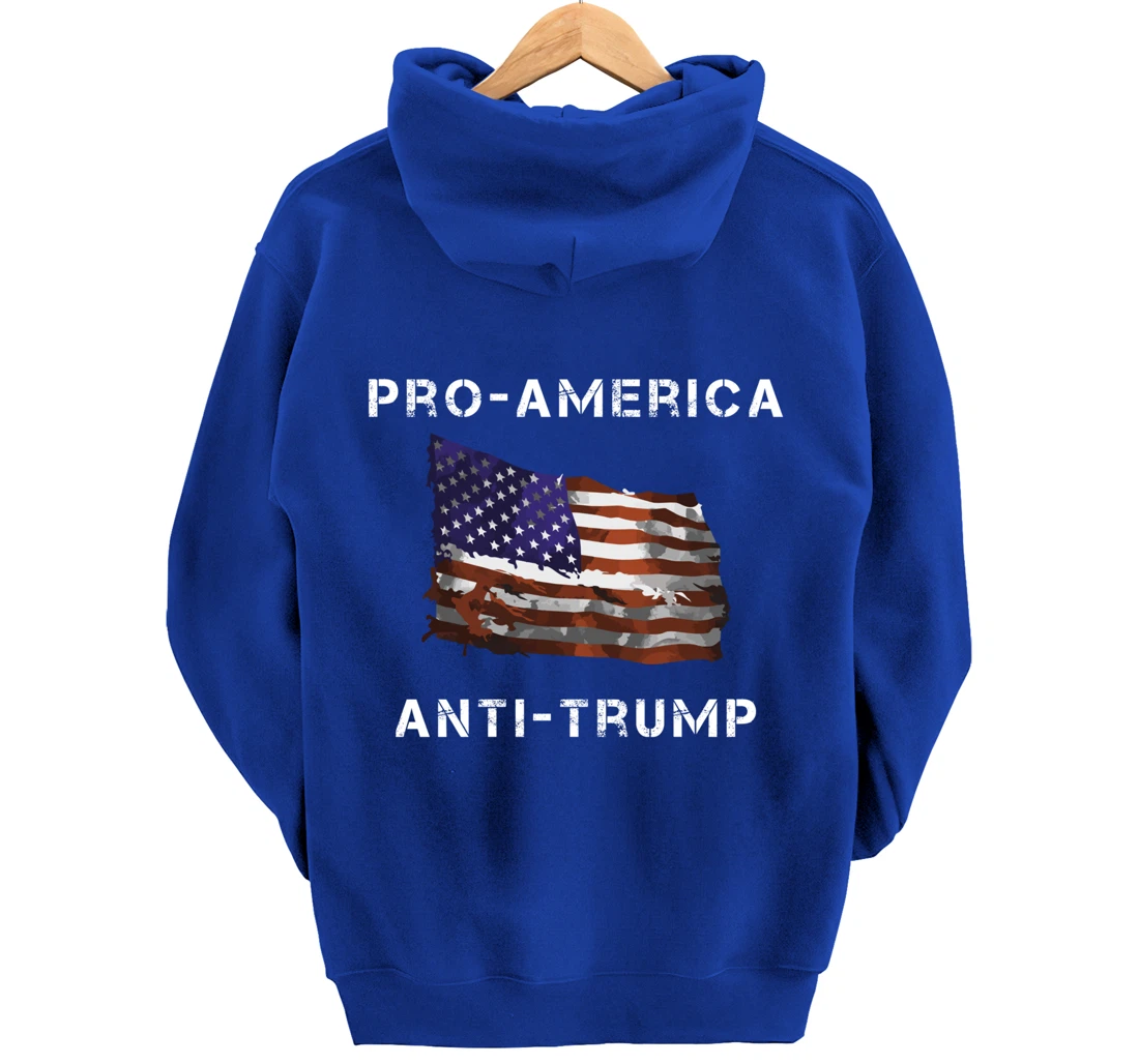 Pro-America Anti-Trump American USA Flag Pullover Hoodie
