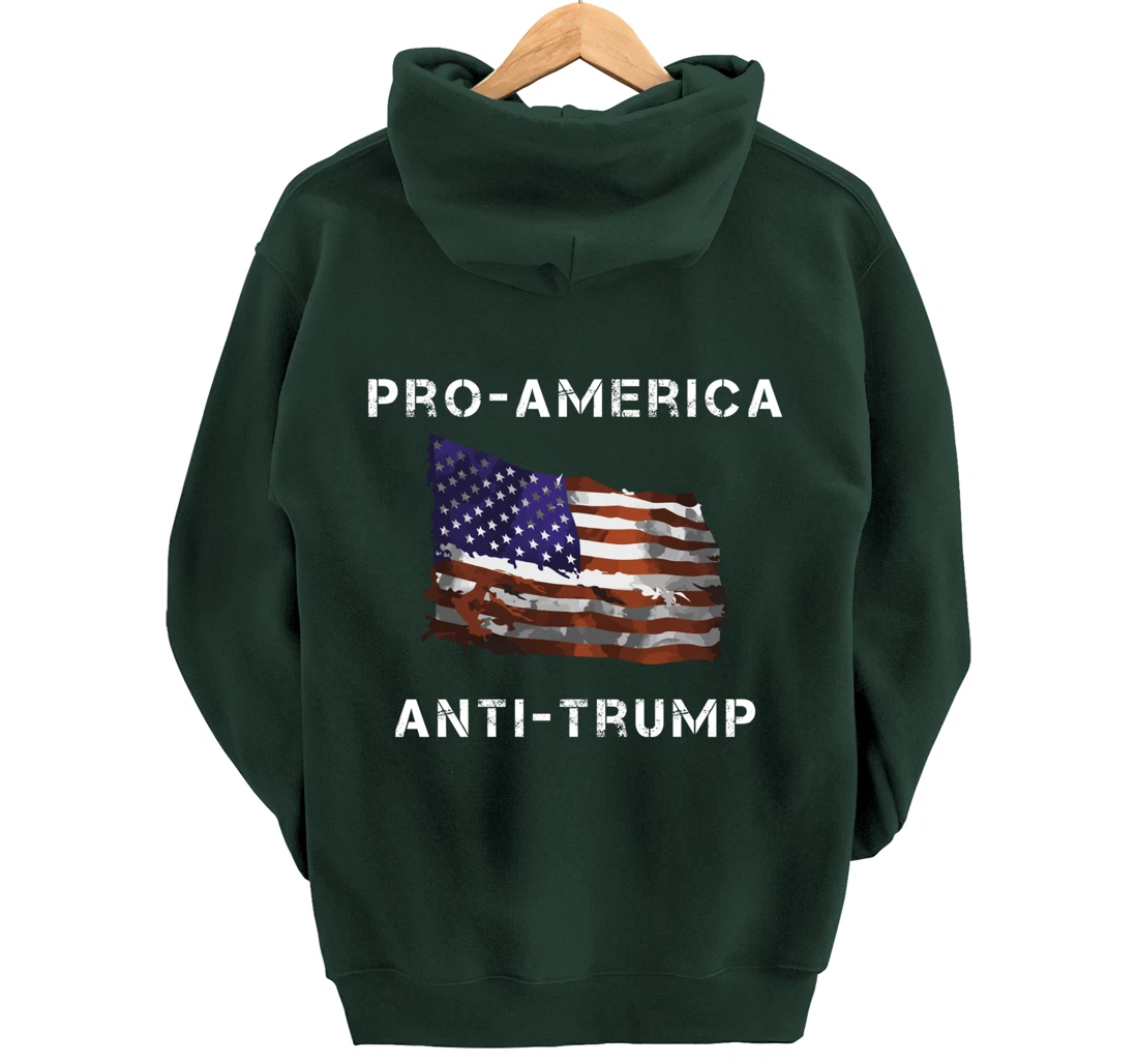 Pro-America Anti-Trump American USA Flag Pullover Hoodie