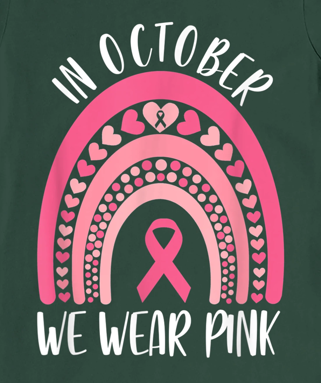 October We Wear Pink Rainbow Breast Cancer Awareness Ribbon T-Shirt, Women T-Shirt