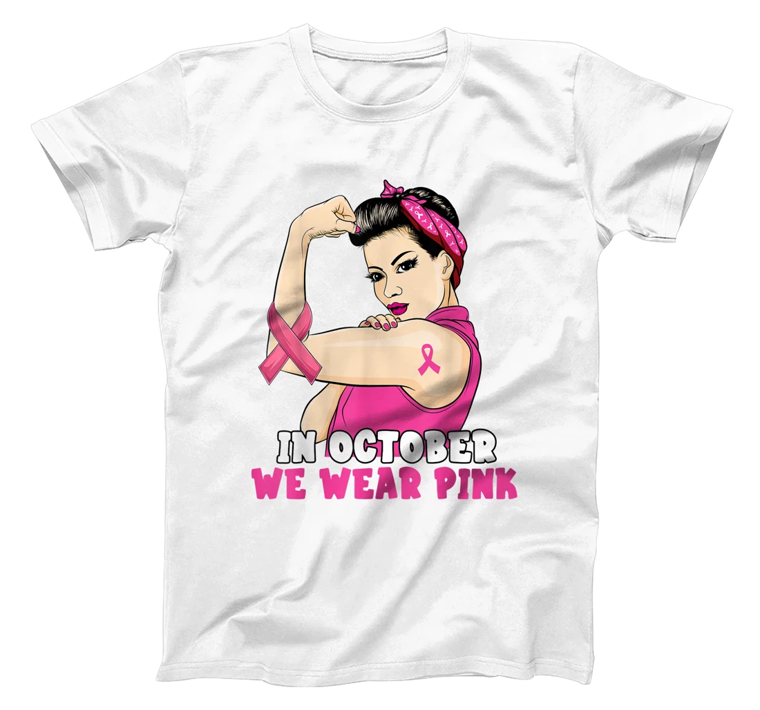 Hand In October We Wear Pink Breast Cancer Awareness Month T-Shirt, Kid T-Shirt and Women T-Shirt