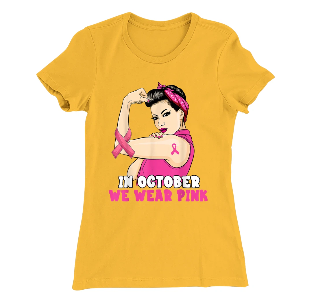 Hand In October We Wear Pink Breast Cancer Awareness Month T-Shirt, Kid T-Shirt and Women T-Shirt