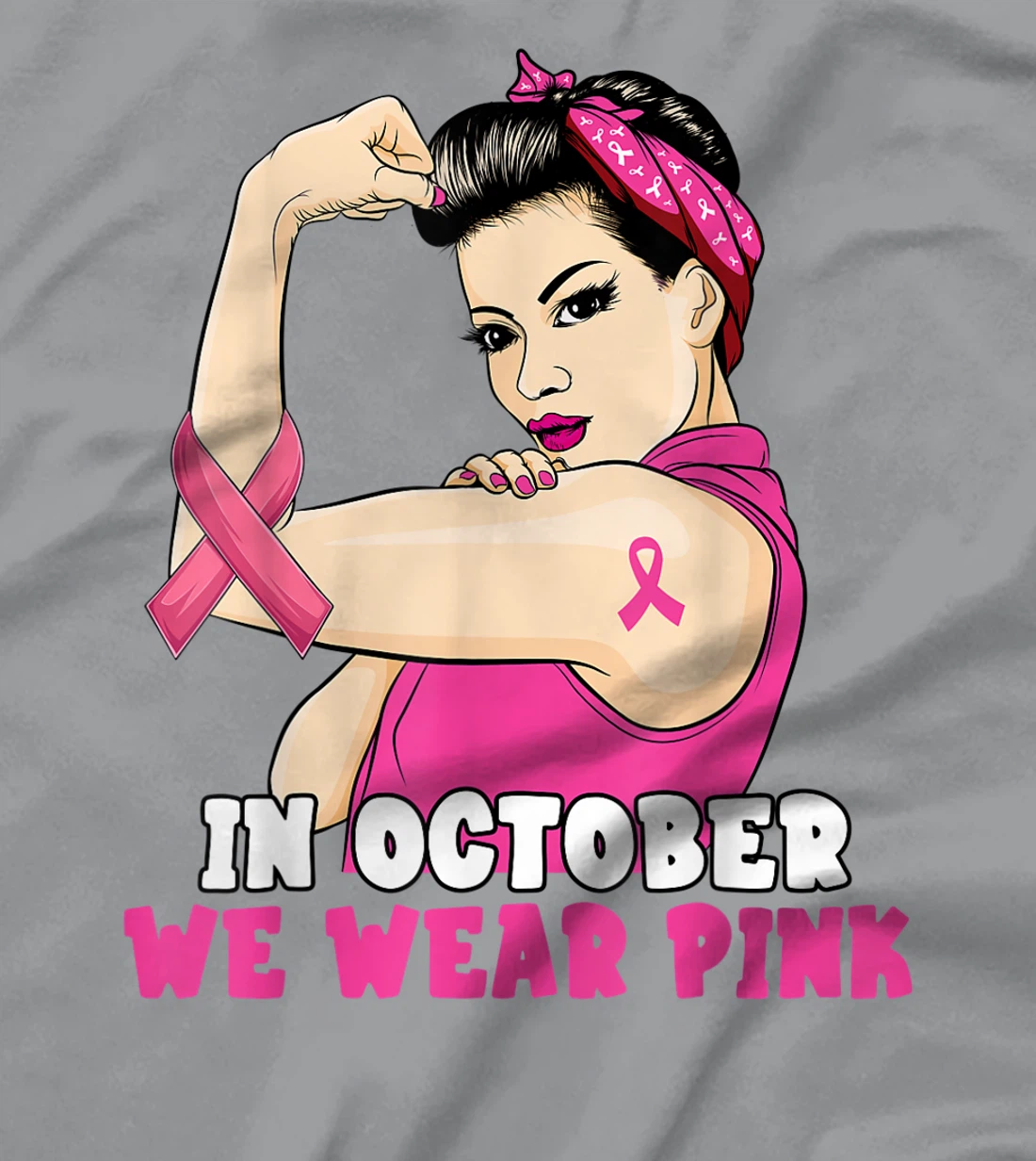 Hand In October We Wear Pink Breast Cancer Awareness Month T-Shirt, Kid T-Shirt and Women T-Shirt