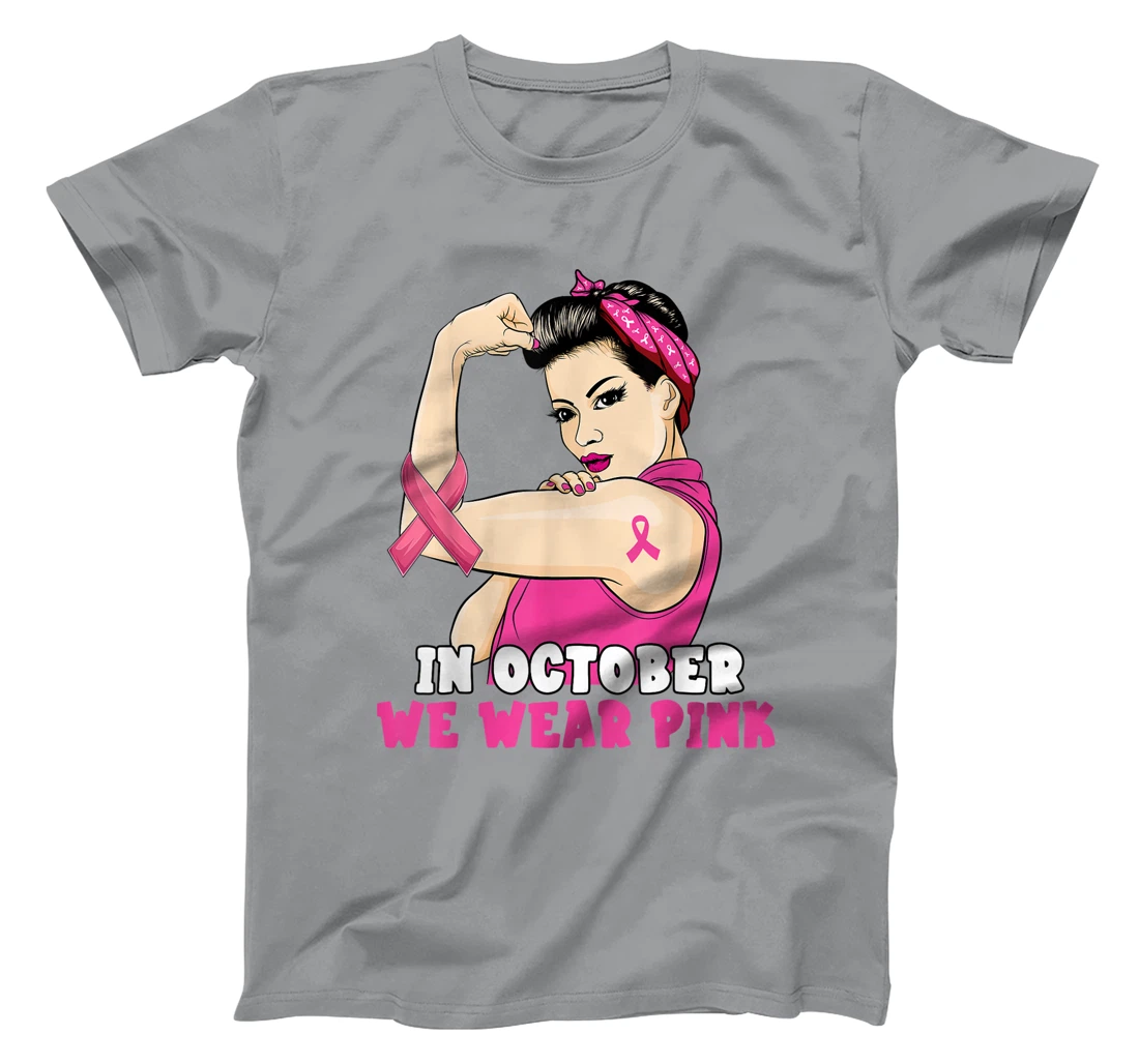 Hand In October We Wear Pink Breast Cancer Awareness Month T-Shirt, Kid T-Shirt and Women T-Shirt