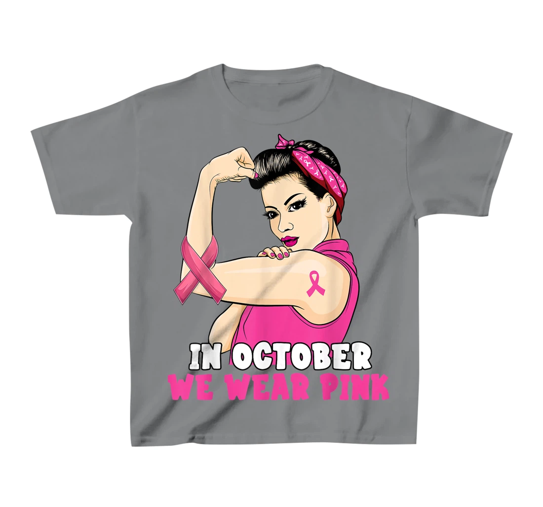 Hand In October We Wear Pink Breast Cancer Awareness Month T-Shirt, Kid T-Shirt and Women T-Shirt