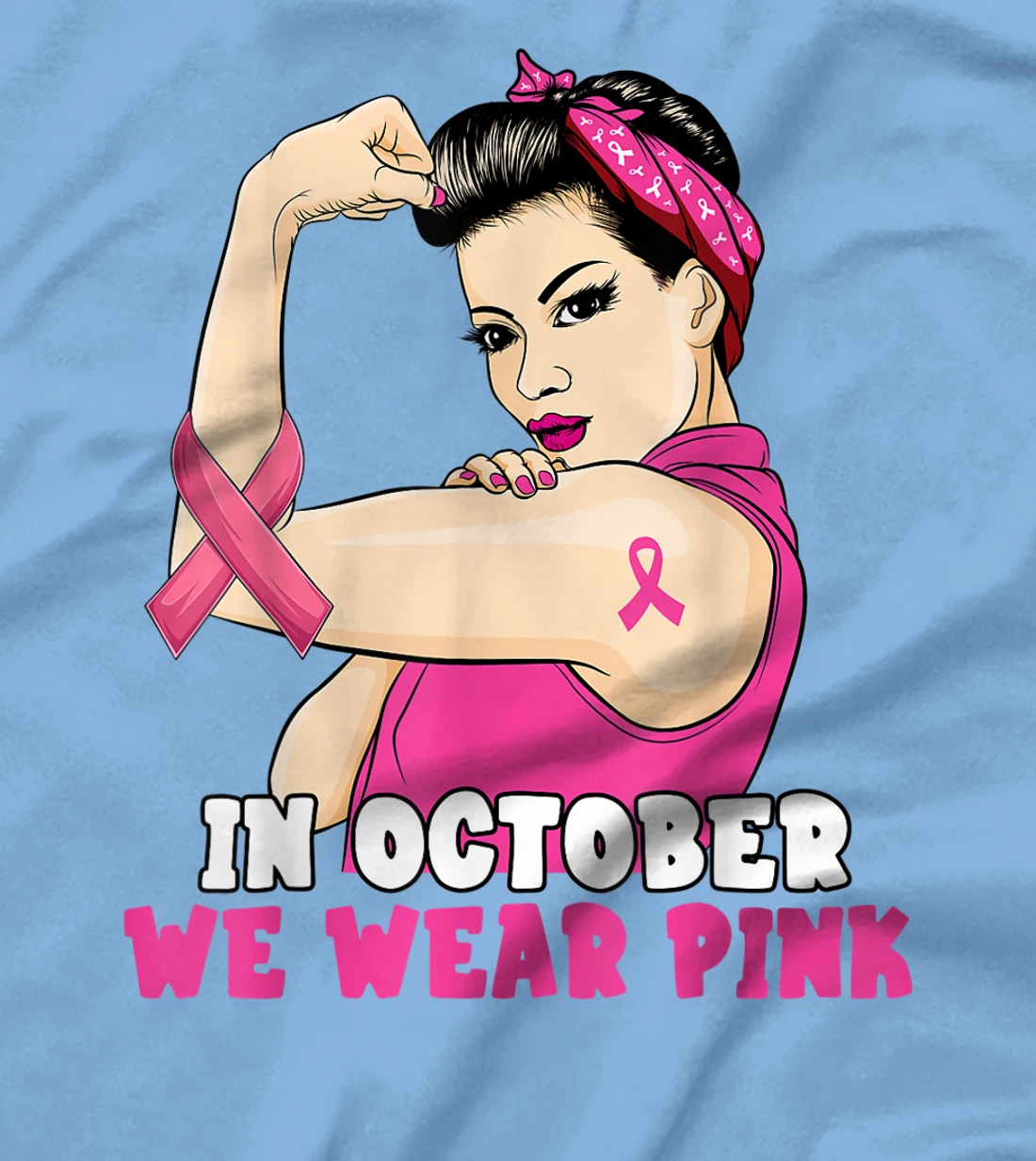 Hand In October We Wear Pink Breast Cancer Awareness Month T-Shirt, Kid T-Shirt and Women T-Shirt