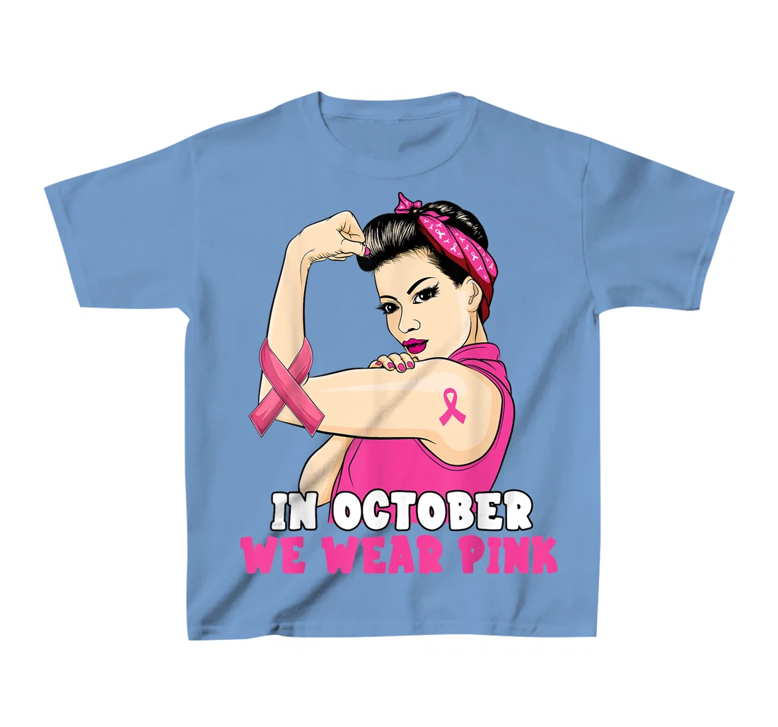 Hand In October We Wear Pink Breast Cancer Awareness Month T-Shirt, Kid T-Shirt and Women T-Shirt
