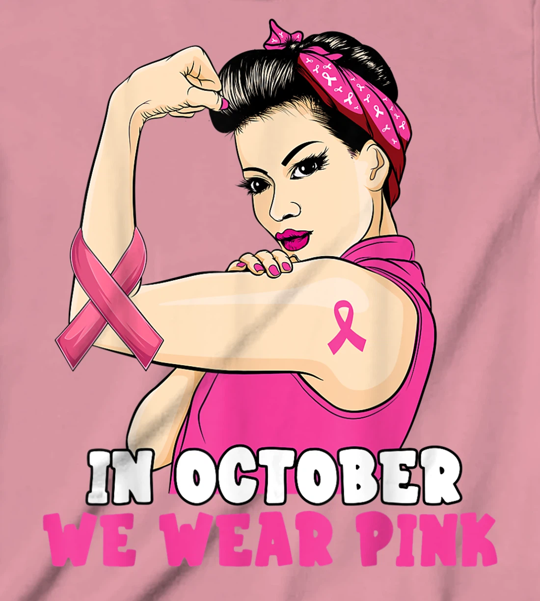 Hand In October We Wear Pink Breast Cancer Awareness Month T-Shirt, Kid T-Shirt and Women T-Shirt