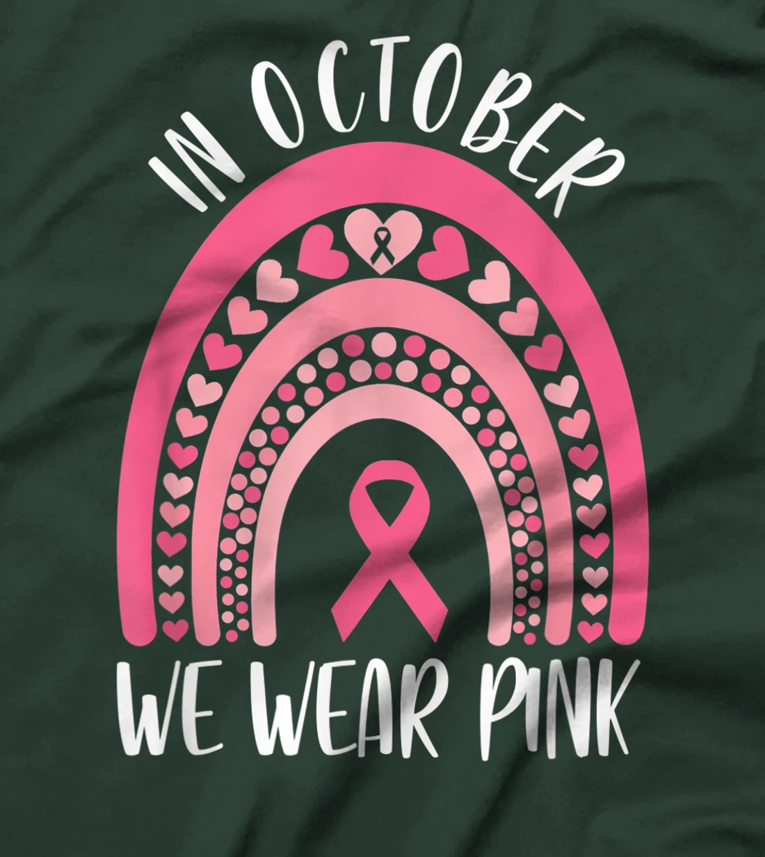 October We Wear Pink Rainbow Breast Cancer Awareness Ribbon T-Shirt, Women T-Shirt