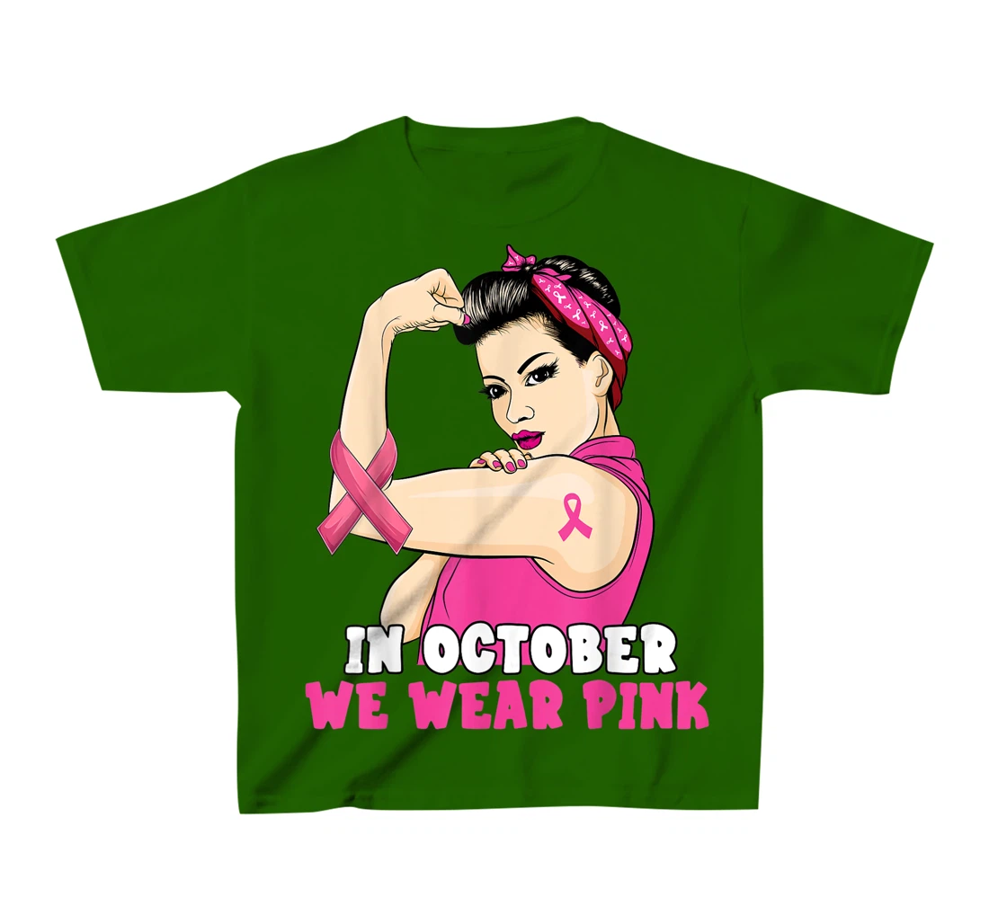 Hand In October We Wear Pink Breast Cancer Awareness Month T-Shirt, Kid T-Shirt and Women T-Shirt