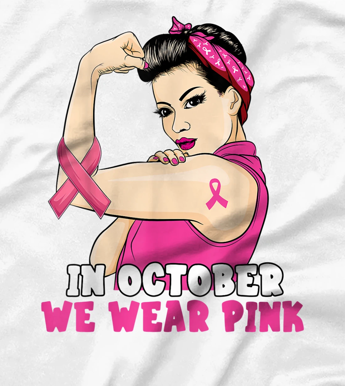 Hand In October We Wear Pink Breast Cancer Awareness Month T-Shirt, Kid T-Shirt and Women T-Shirt