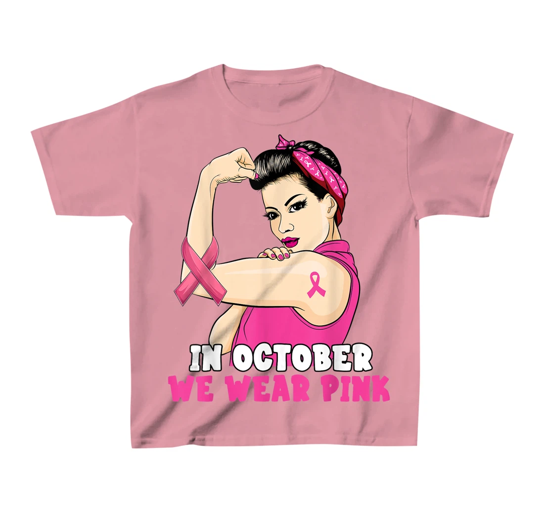 Hand In October We Wear Pink Breast Cancer Awareness Month T-Shirt, Kid T-Shirt and Women T-Shirt