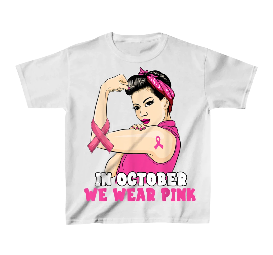 Hand In October We Wear Pink Breast Cancer Awareness Month T-Shirt, Kid T-Shirt and Women T-Shirt