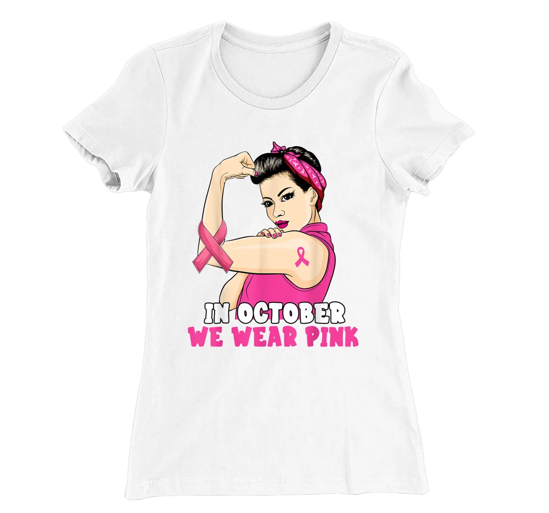 Hand In October We Wear Pink Breast Cancer Awareness Month T-Shirt, Kid T-Shirt and Women T-Shirt