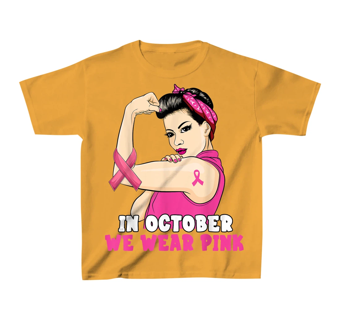 Hand In October We Wear Pink Breast Cancer Awareness Month T-Shirt, Kid T-Shirt and Women T-Shirt