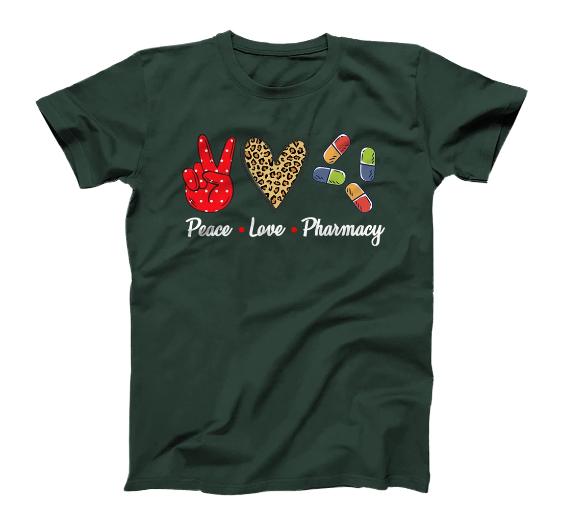Peace Love Pharmacy Funny Pharmacy Technician T-Shirt, Women T-Shirt