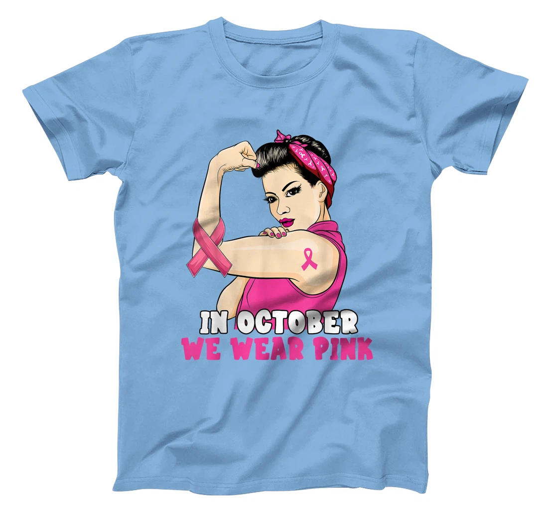 Hand In October We Wear Pink Breast Cancer Awareness Month T-Shirt, Kid T-Shirt and Women T-Shirt