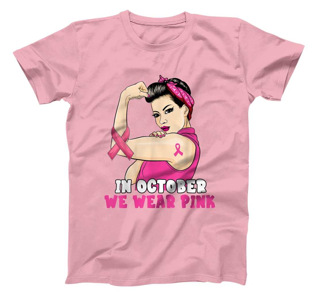 Hand In October We Wear Pink Breast Cancer Awareness Month T-Shirt, Kid T-Shirt and Women T-Shirt