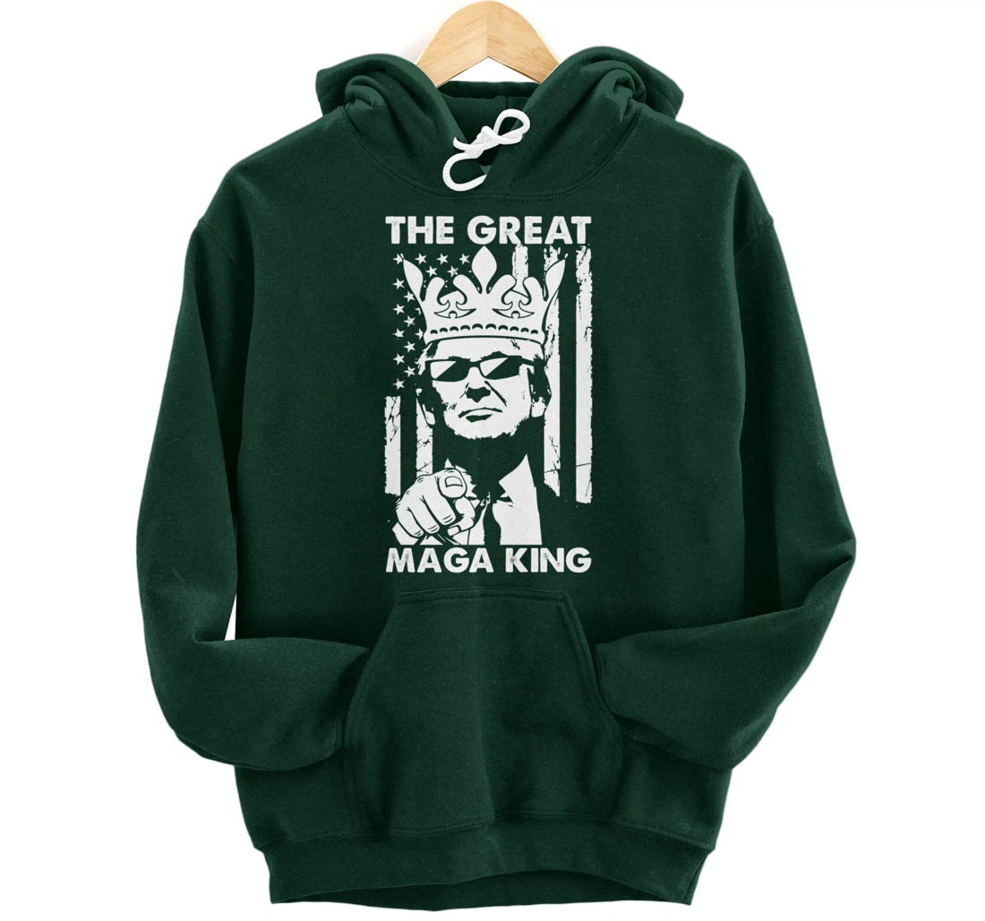 The Great Maga King USA Trump President American Flag Pullover Hoodie