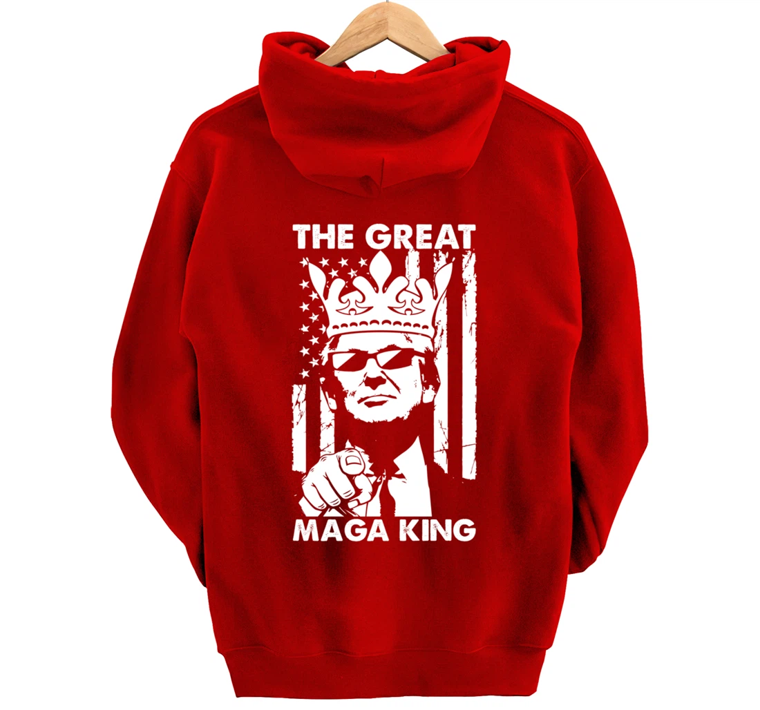 The Great Maga King USA Trump President American Flag Pullover Hoodie