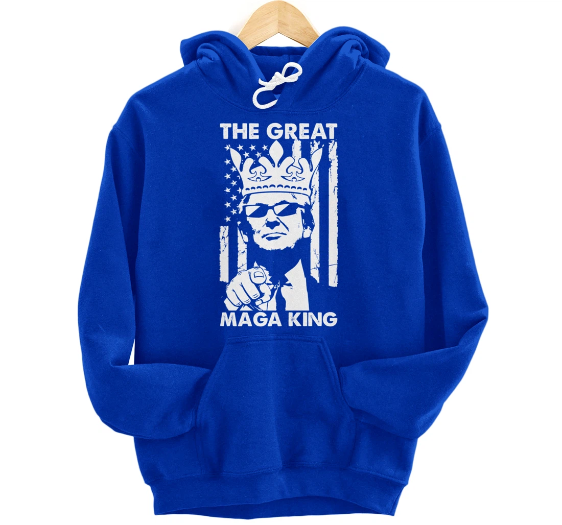 The Great Maga King USA Trump President American Flag Pullover Hoodie